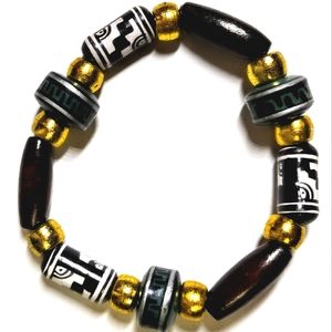 Aztec style wood bead bracelet
